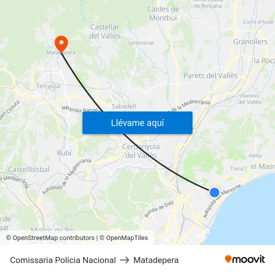Comissaria Policia Nacional to Matadepera map