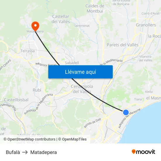 Bufalà to Matadepera map