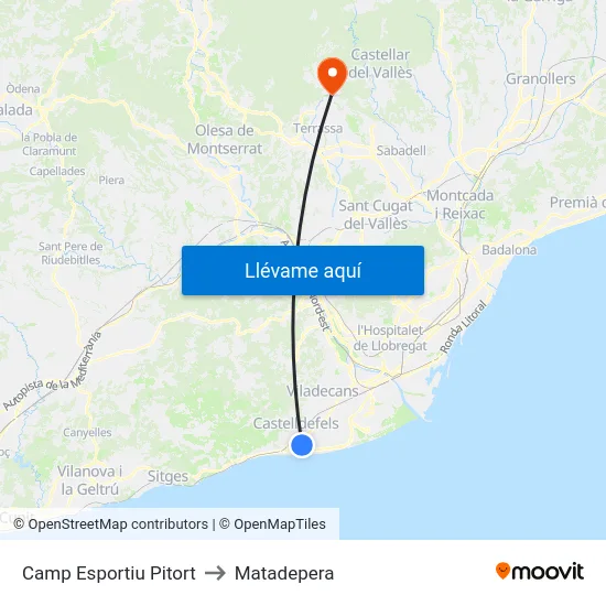 Camp Esportiu Pitort to Matadepera map