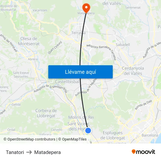 Tanatori to Matadepera map