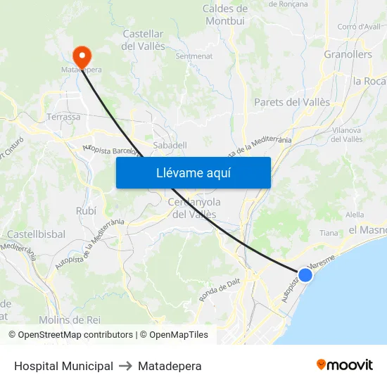 Hospital Municipal to Matadepera map