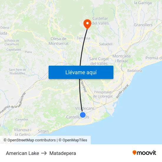 American Lake to Matadepera map