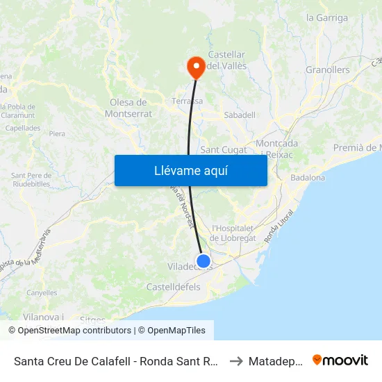 Santa Creu De Calafell - Ronda Sant Ramon to Matadepera map