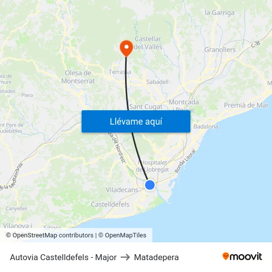 Autovia Castelldefels - Major to Matadepera map