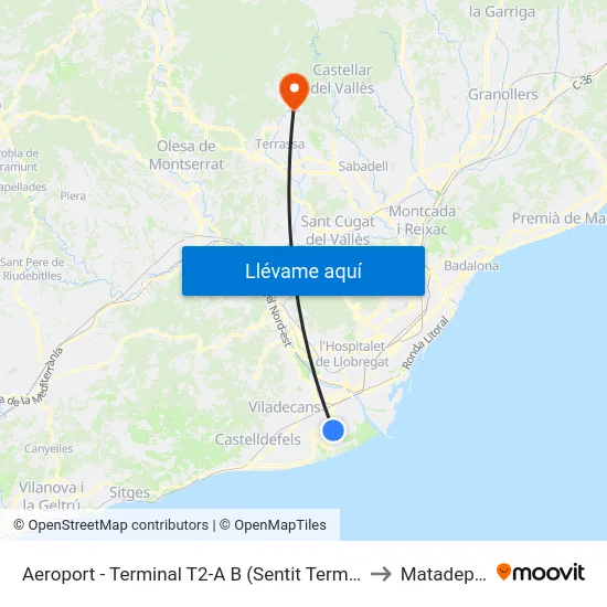 Aeroport - Terminal T2-A B (Sentit Terminal T1) to Matadepera map
