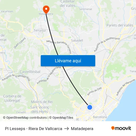Pl Lesseps - Riera De Vallcarca to Matadepera map
