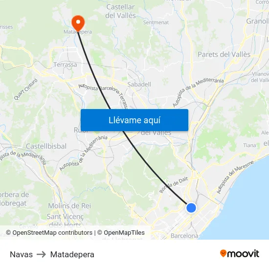 Navas to Matadepera map