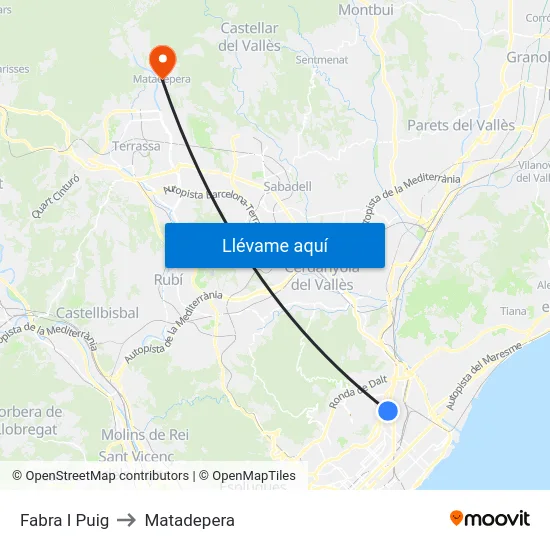 Fabra I Puig to Matadepera map