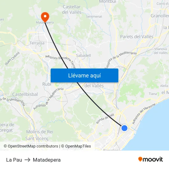 La Pau to Matadepera map