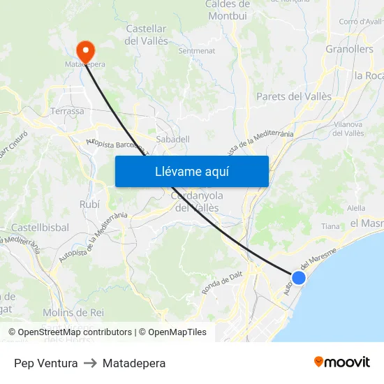 Pep Ventura to Matadepera map