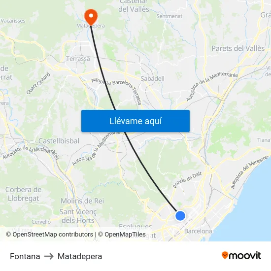 Fontana to Matadepera map