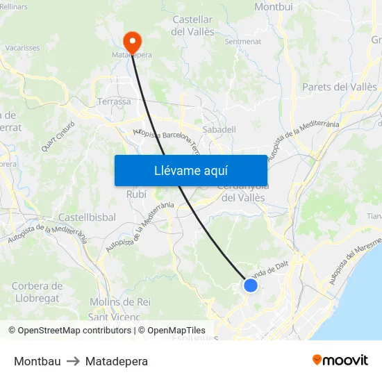 Montbau to Matadepera map