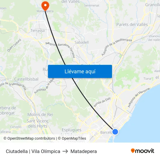 Ciutadella | Vila Olímpica to Matadepera map