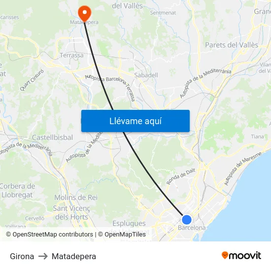 Girona to Matadepera map
