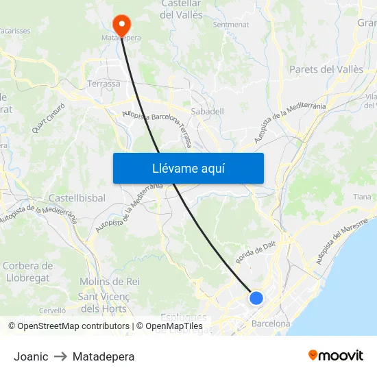Joanic to Matadepera map