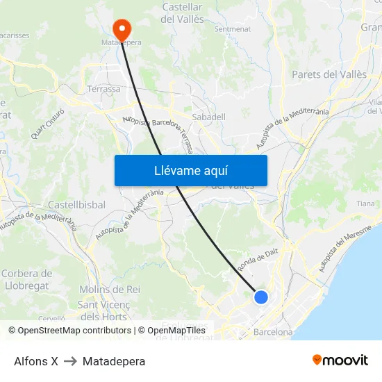 Alfons X to Matadepera map