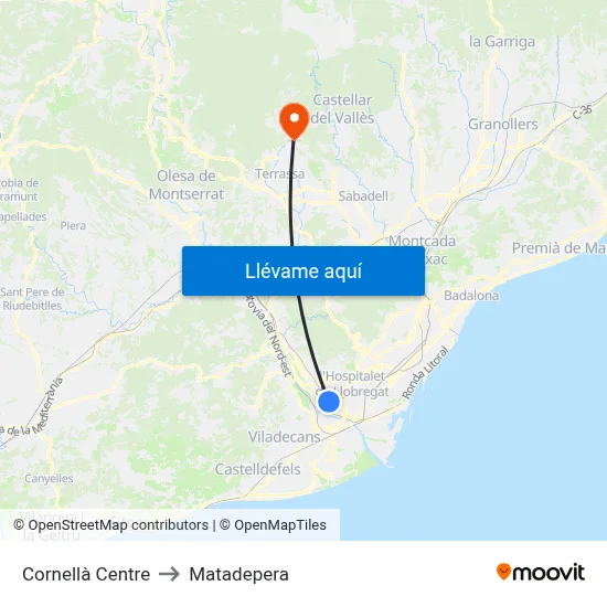 Cornellà Centre to Matadepera map