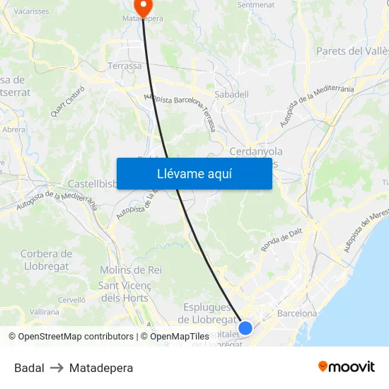 Badal to Matadepera map