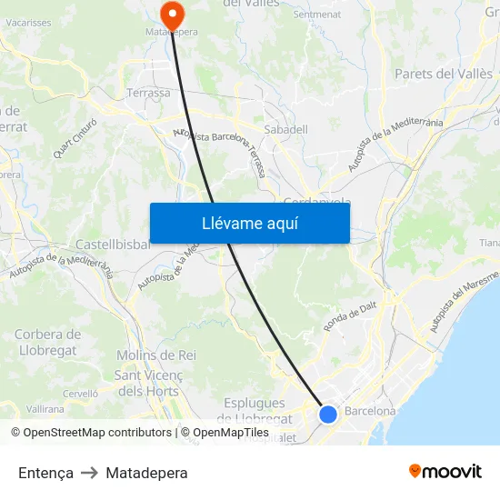 Entença to Matadepera map