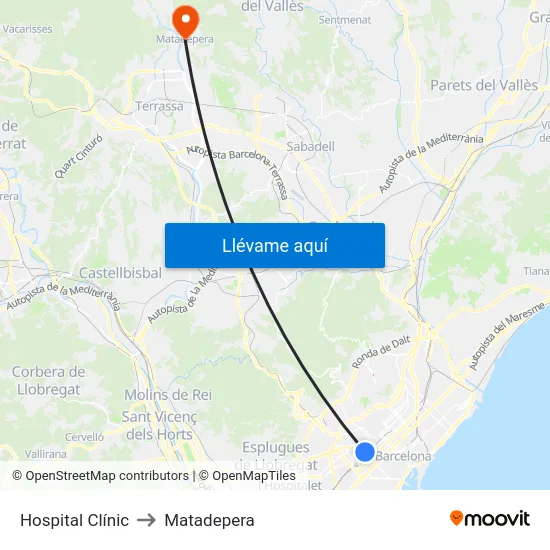 Hospital Clínic to Matadepera map