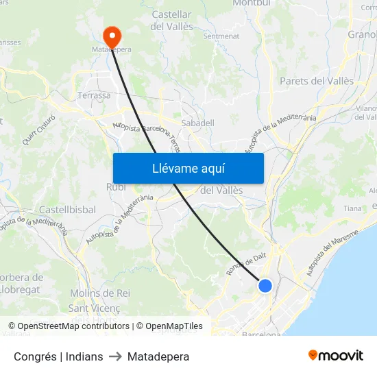 Congrés | Indians to Matadepera map