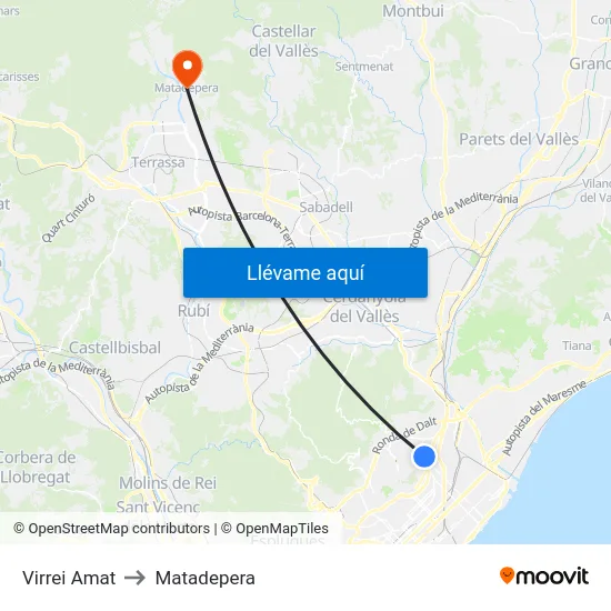 Virrei Amat to Matadepera map