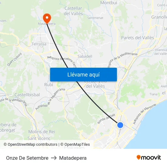 Onze De Setembre to Matadepera map
