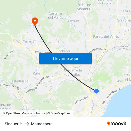 Singuerlín to Matadepera map