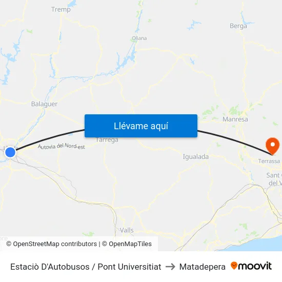 Estaciò D'Autobusos / Pont Universitiat to Matadepera map