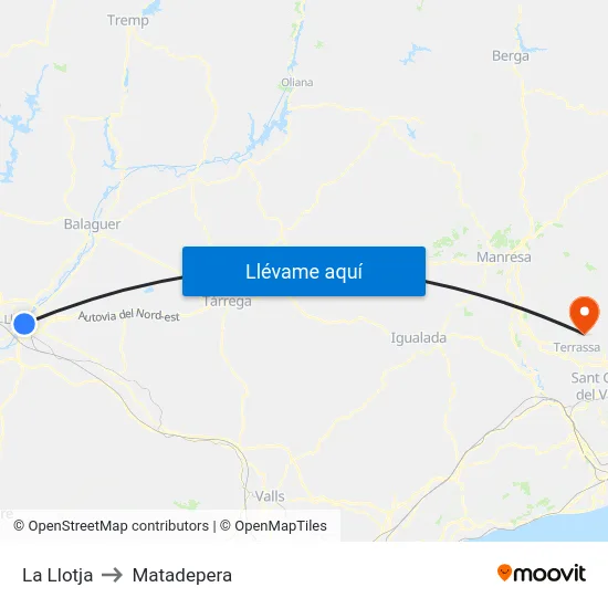 La Llotja to Matadepera map