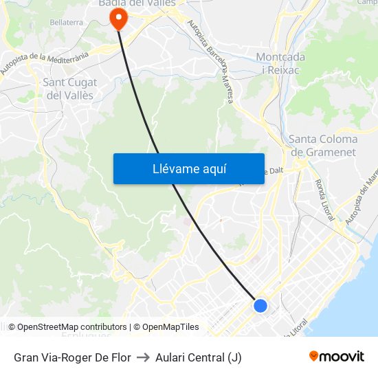Gran Via-Roger De Flor to Aulari Central (J) map