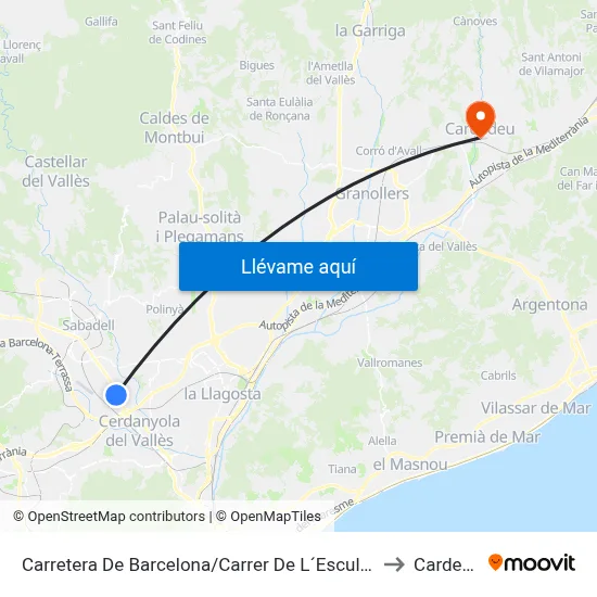 Carretera De Barcelona/Carrer De L´Escultor Llimon to Cardedeu map