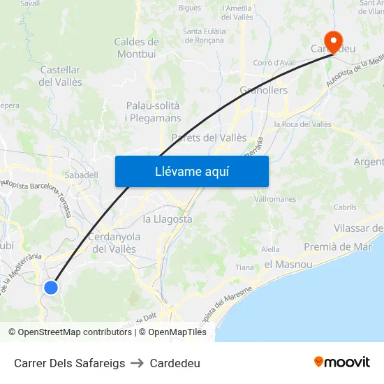 Carrer Dels Safareigs to Cardedeu map