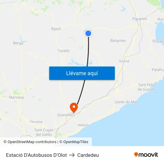 Estació D'Autobusos D'Olot to Cardedeu map