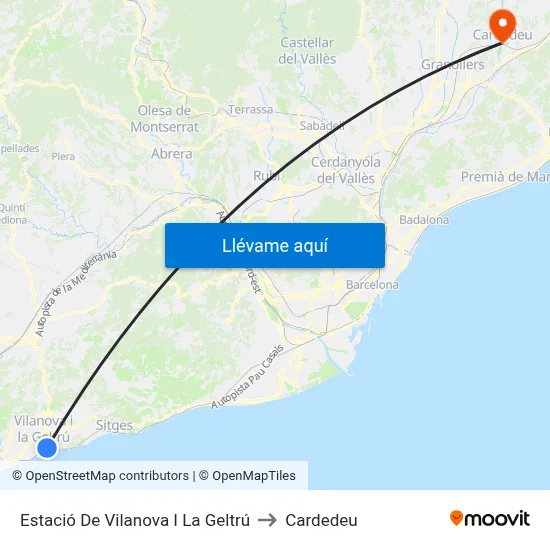 Estació De Vilanova I La Geltrú to Cardedeu map