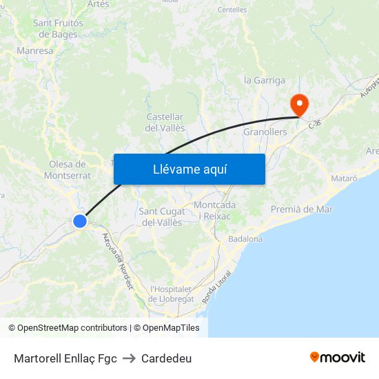 Martorell Enllaç Fgc to Cardedeu map