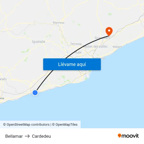 Bellamar to Cardedeu map
