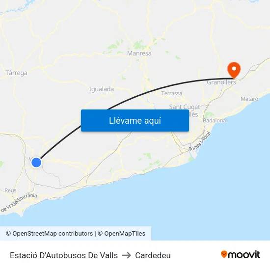 Estació D'Autobusos De Valls to Cardedeu map