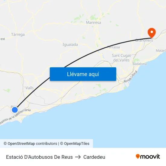 Estació D'Autobusos De Reus to Cardedeu map