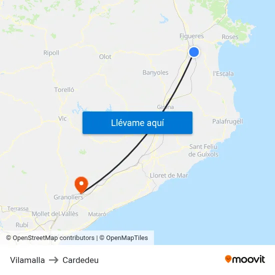 Vilamalla to Cardedeu map