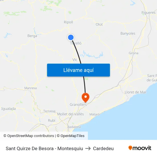 Sant Quirze De Besora - Montesquiu to Cardedeu map