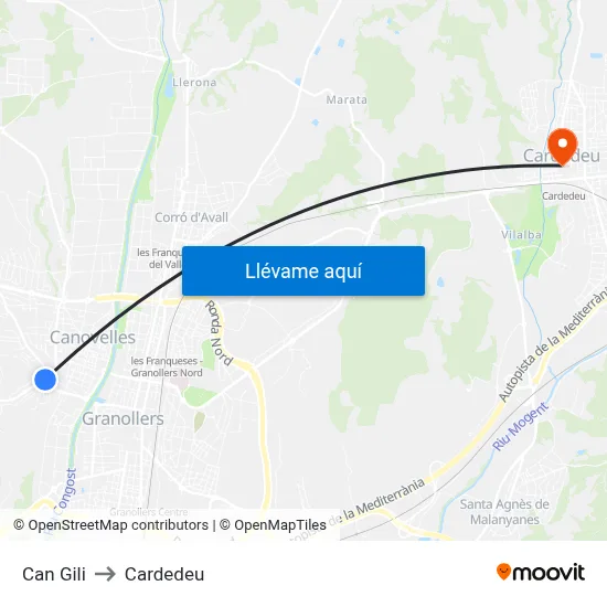 Can Gili to Cardedeu map