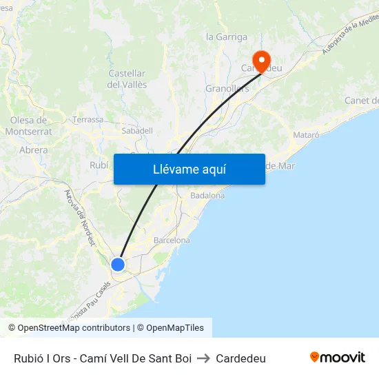 Rubió I Ors - Camí Vell De Sant Boi to Cardedeu map
