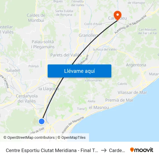 Centre Esportiu Ciutat Meridiana - Final Trajecte to Cardedeu map