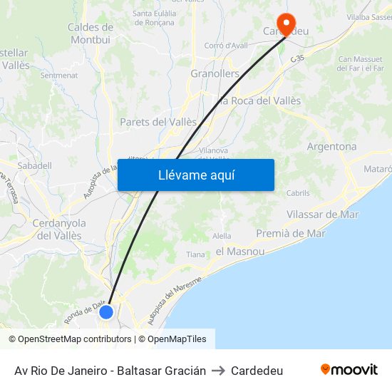 Av Rio De Janeiro - Baltasar Gracián to Cardedeu map
