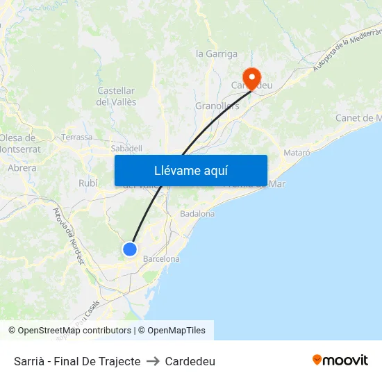 Sarrià - Final De Trajecte to Cardedeu map