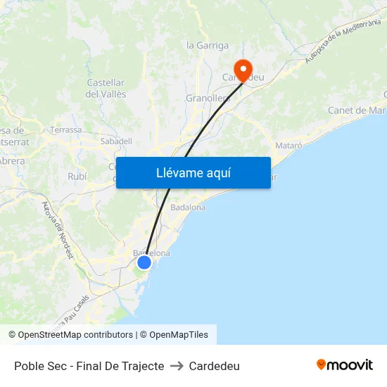Poble Sec - Final De Trajecte to Cardedeu map