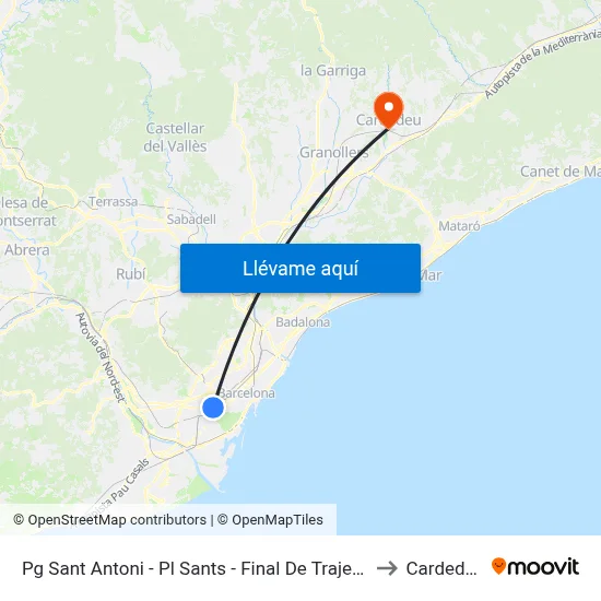 Pg Sant Antoni - Pl Sants - Final De Trajecte to Cardedeu map