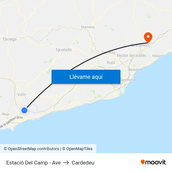 Estació Del Camp - Ave to Cardedeu map