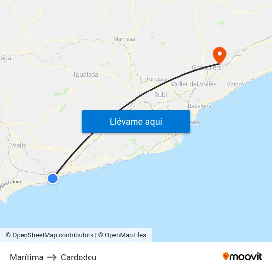 Marítima to Cardedeu map